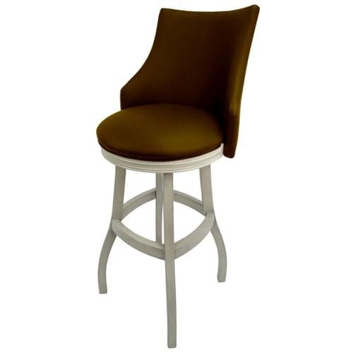 Tobias Designs Inc. Tobias Designs Bellissima 34\" Swivel Wood Extra Tall Bar Stool in Brown/White