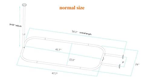 Utopia Alley Utopia Alley Rustproof Aluminum Hoop Shower Rod With Ceiling Support for Clawfoot Tub, 45.7 Inch Size by 22 Inch, Gold + White Shower Curtain 180x70inch