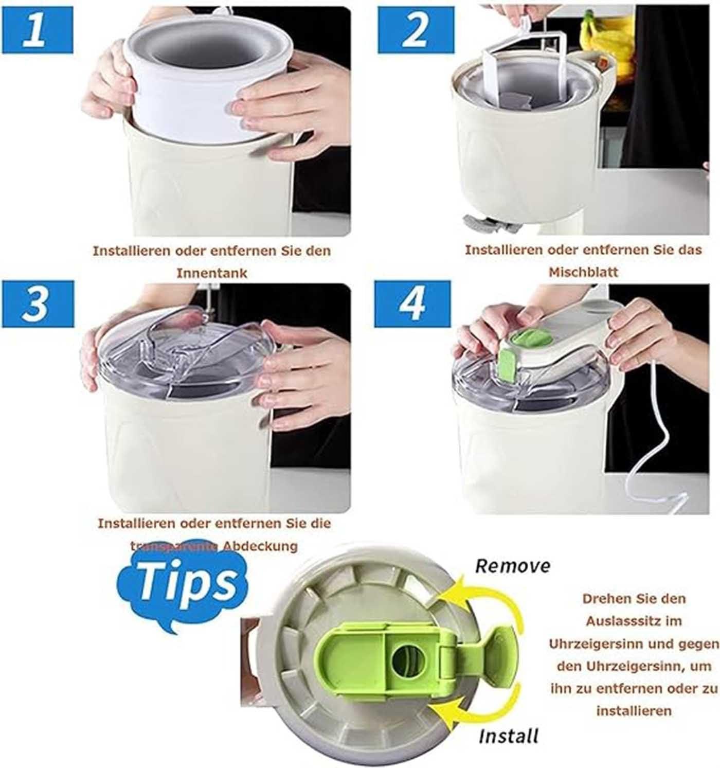 SOYPAX Soft Serve Ice Cream Machine, Home DIY Kitchen Automatic Mini Fruit Soft Serve Ice Cream Machine, Healthy, Simple One Push Operation