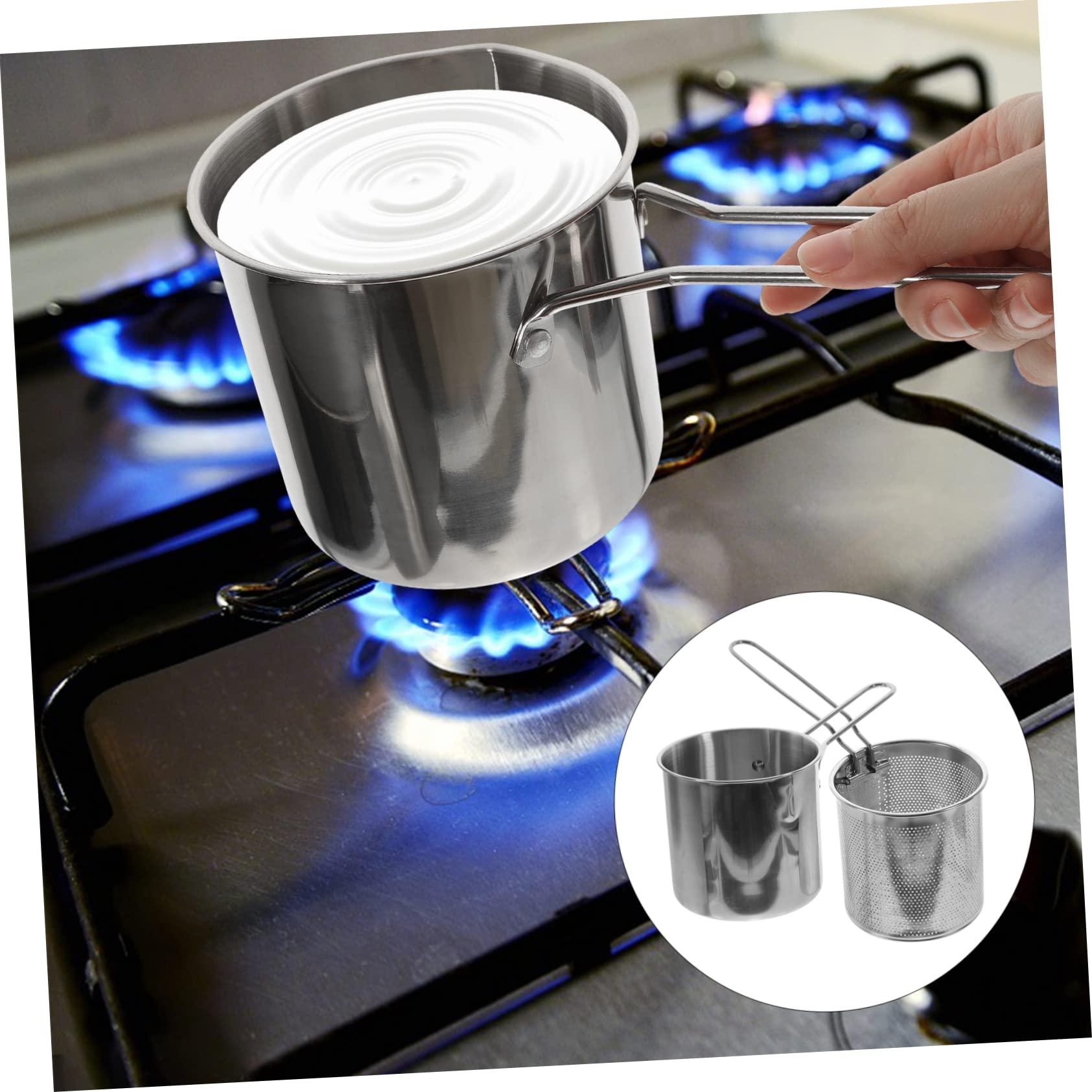 KICHOUSE KICHOUSE Stainless Steel Deep Fryer Pot with Frying Basket Multi Use Cooking Kit for Home Portable Frying Pan with Handle Ideal for Frying Boiling and Steaming