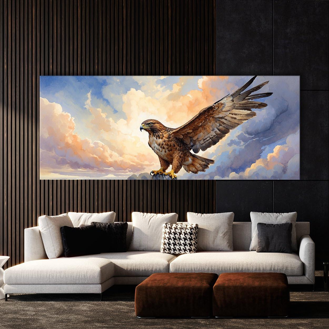 Sense Canvas Sense Canvas Hawk Boundless Horizons 63 Canvas Art - Home Decor Wall Art Print Poster Painting X-Large 60x24 / 1.5\"