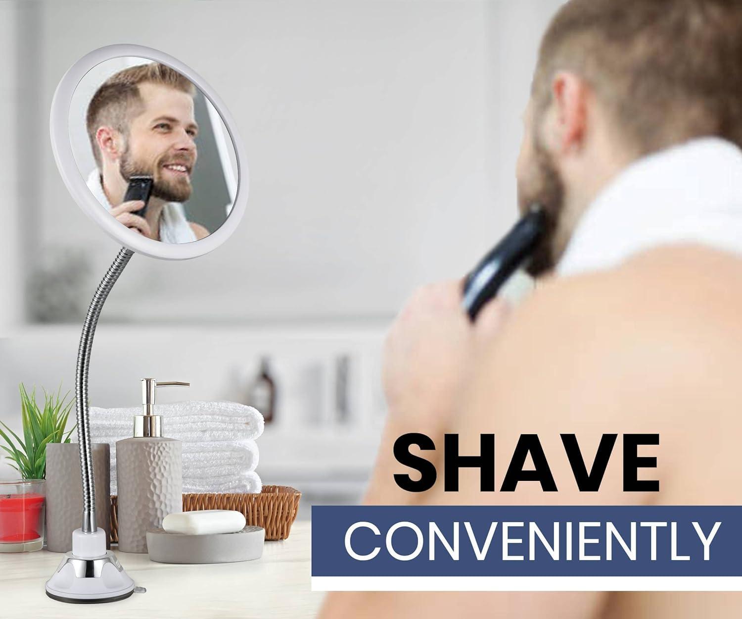 MIRRORVANA MIRRORVANA Flexible Round Fogless Shower Mirror for Shaving with Height Adjustable Gooseneck Extension, 360 Swivel and Upgraded Suction Cup - Shatterproof 6.7\" Diameter Surface