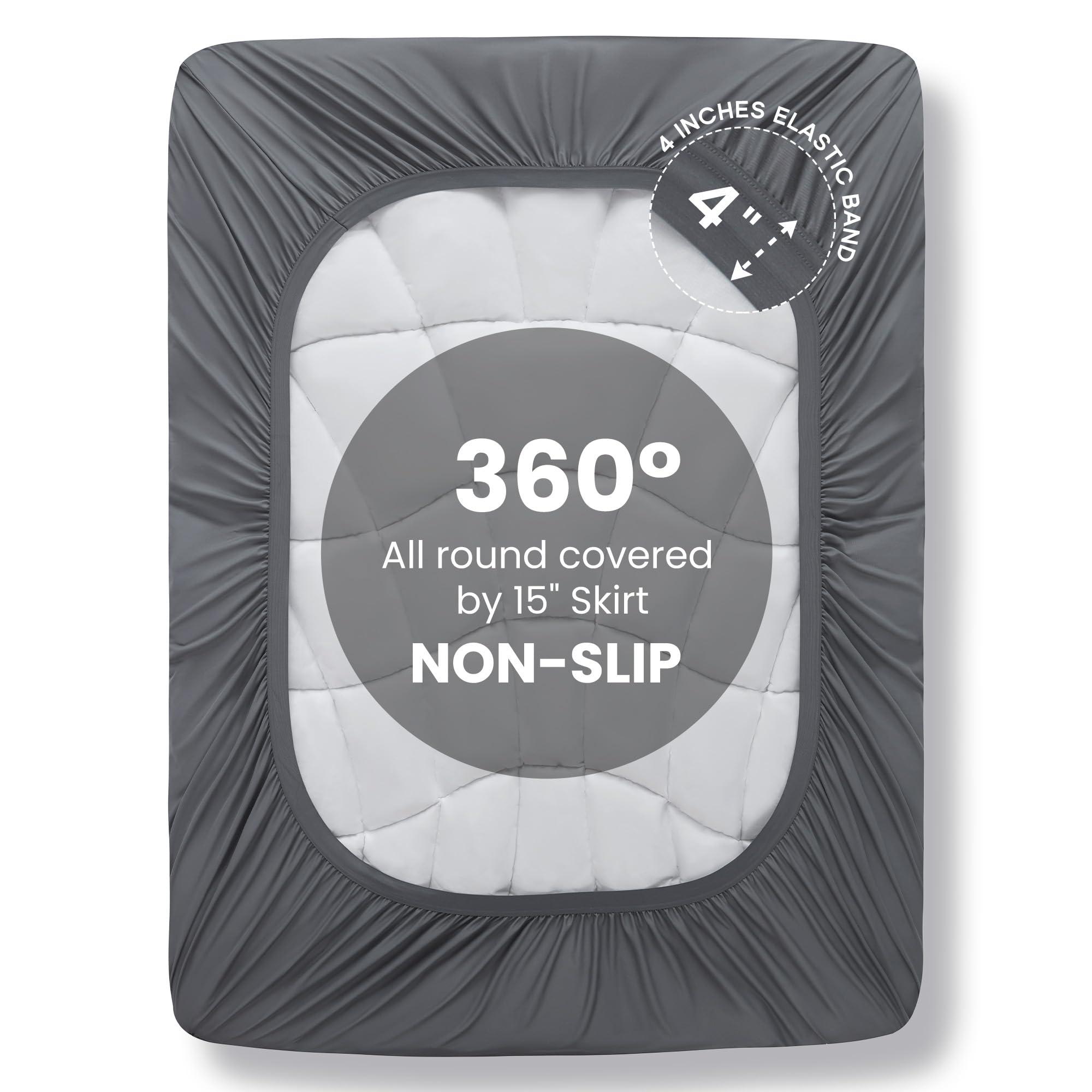 Sonive SONIVE Mattress Pad, Extra Thick and Soft Mattress Cover, Fluffy Down Alternative Mattress Topper, Fill Streches up to 21 Inches with Deep Pocket (Grey, Full)