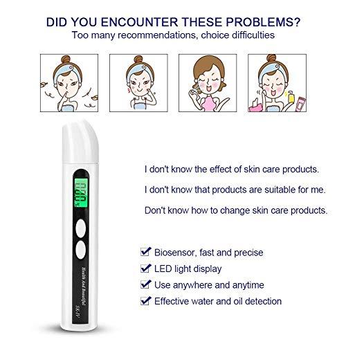 Zerone Skin Moisture Analyzer Portable, 0~99.9% Skin Moisture Detector Digital LCD Skin Face Moisture Oil Analyzer Monitor Tester Detector