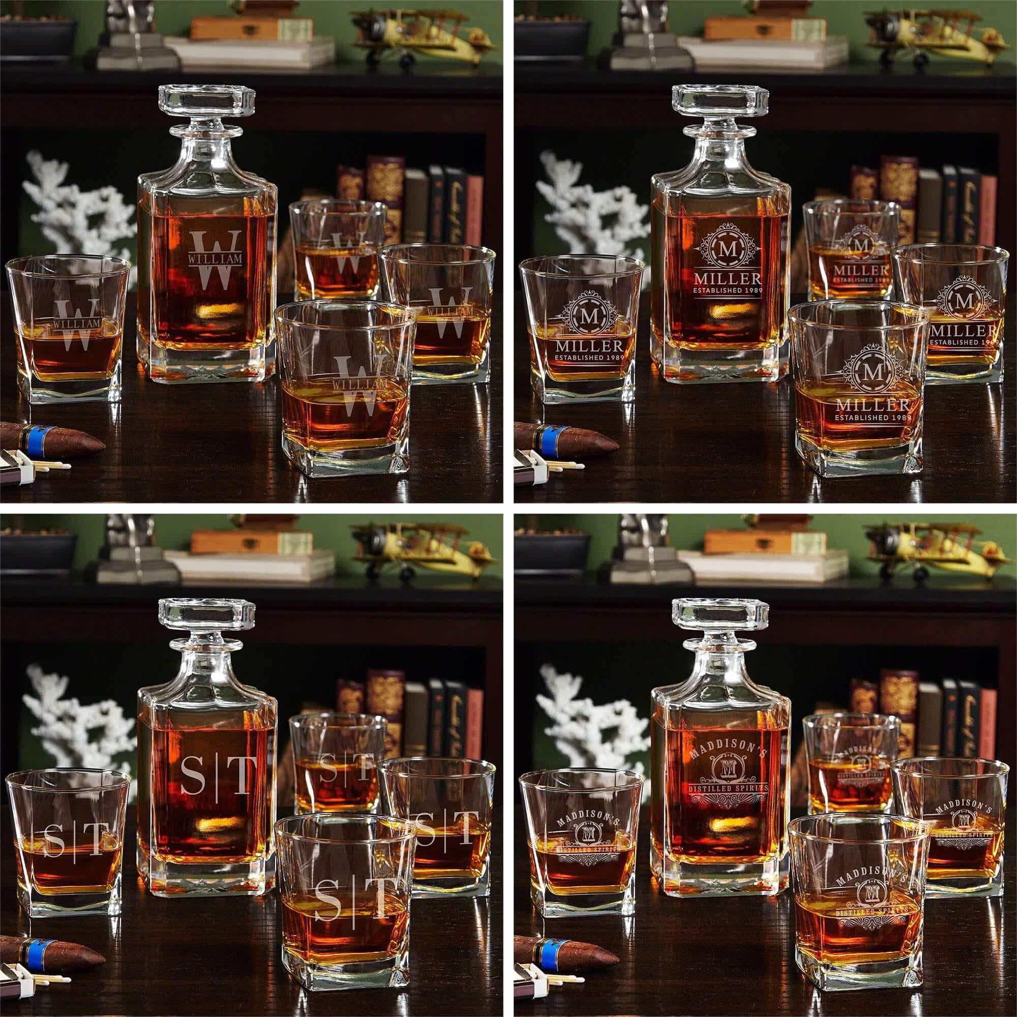 HomeWetBar HomeWetBar Personalized Liquor Glasses for Whiskey, Scotch, and Bourbon Custom Whiskey Glass Set and Bar Glassware