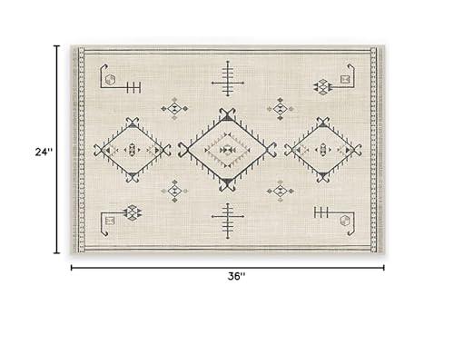 RUGGABLE Ruggable Washable 2x3 Area Rug, Damali Black & White, Premium Rugs for Living Room, Bedroom, Kitchen, Office, Classroom with Gripper Non Slip Pad