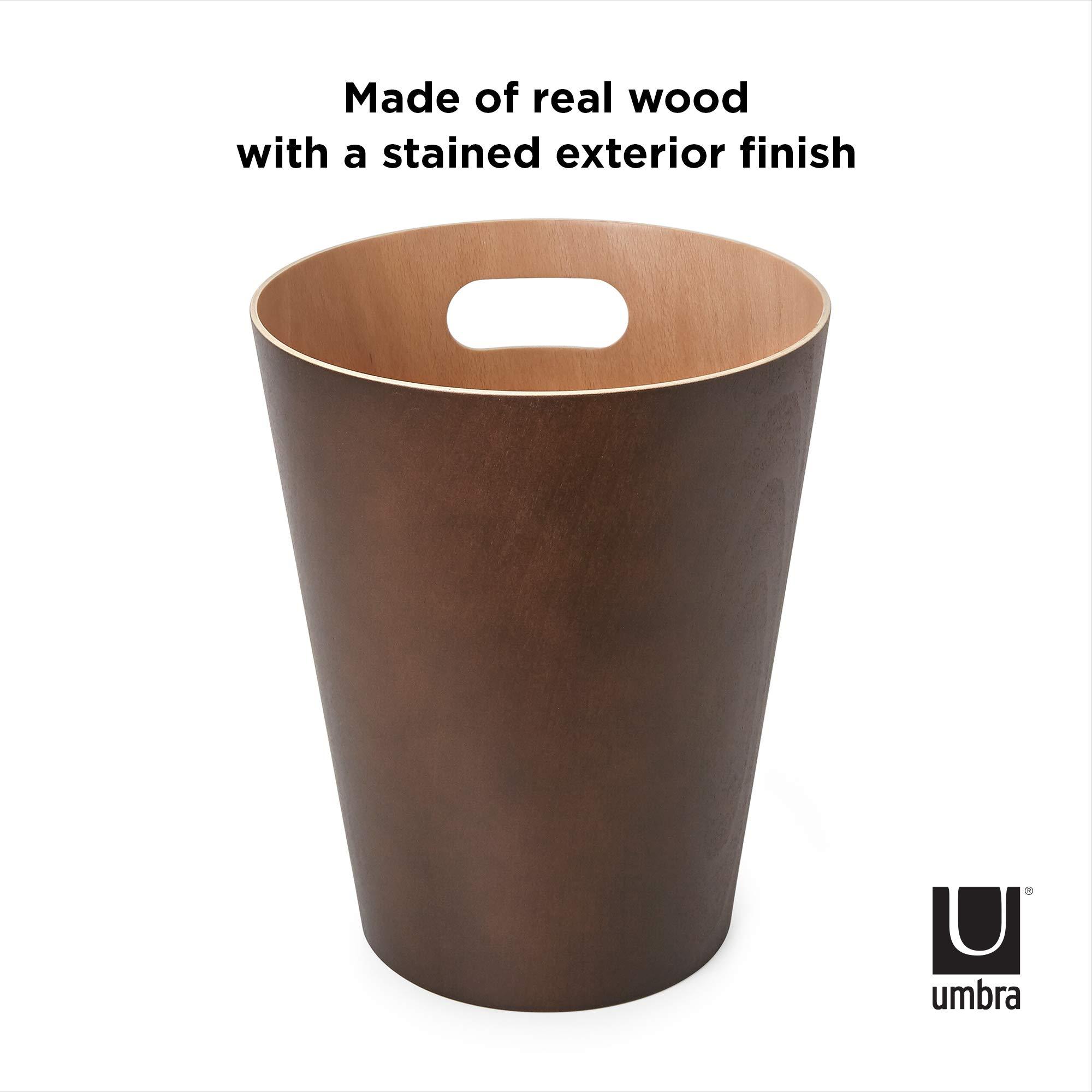 Umbra Umbra Woodrow 2 Gallon Modern Wooden Trash Can Wastebasket or Recycling Bin for Home or Office, Espresso