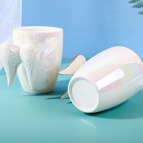 Littlefall 14oz Winged Angel Mug , Creative Wings Ceramic Coffee Cup Mugs, A Good Omen Coffee Mug , Porcealin Cup Angel gifts for Girl Women,bridesmaid gifts,Mother\'s Day Gifts Mug (white)