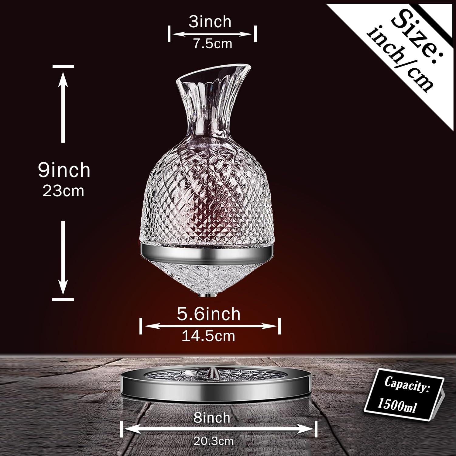 GANWULY Wine Decanter, Personalized Spinning Crystal Wine Decanter, 50oz/1500ml Red Wine Decanter, with Bottle Opener
