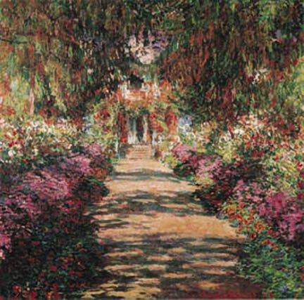 Hot Stuff Garden Path At Giverny 11" x 14" Poster Print by Monet