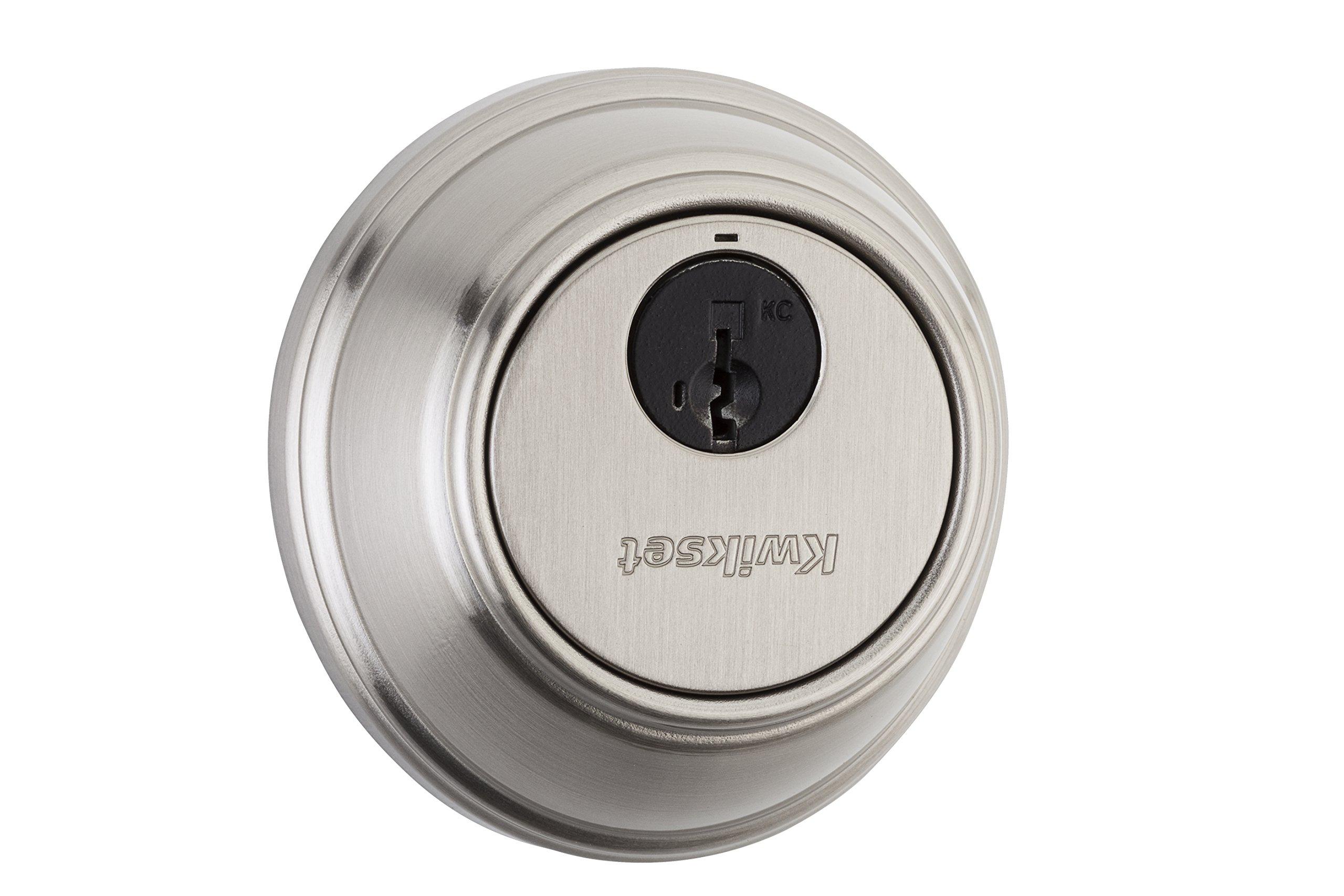 Kwikset Kwikset 816 Key Control Deadbolt Lock, Round Satin Nickel Exterior Keyed Front Entry Door, Pick Resistant SmartKey Rekey Security, Single Cylinder Dead Bolt, with Microban Protection