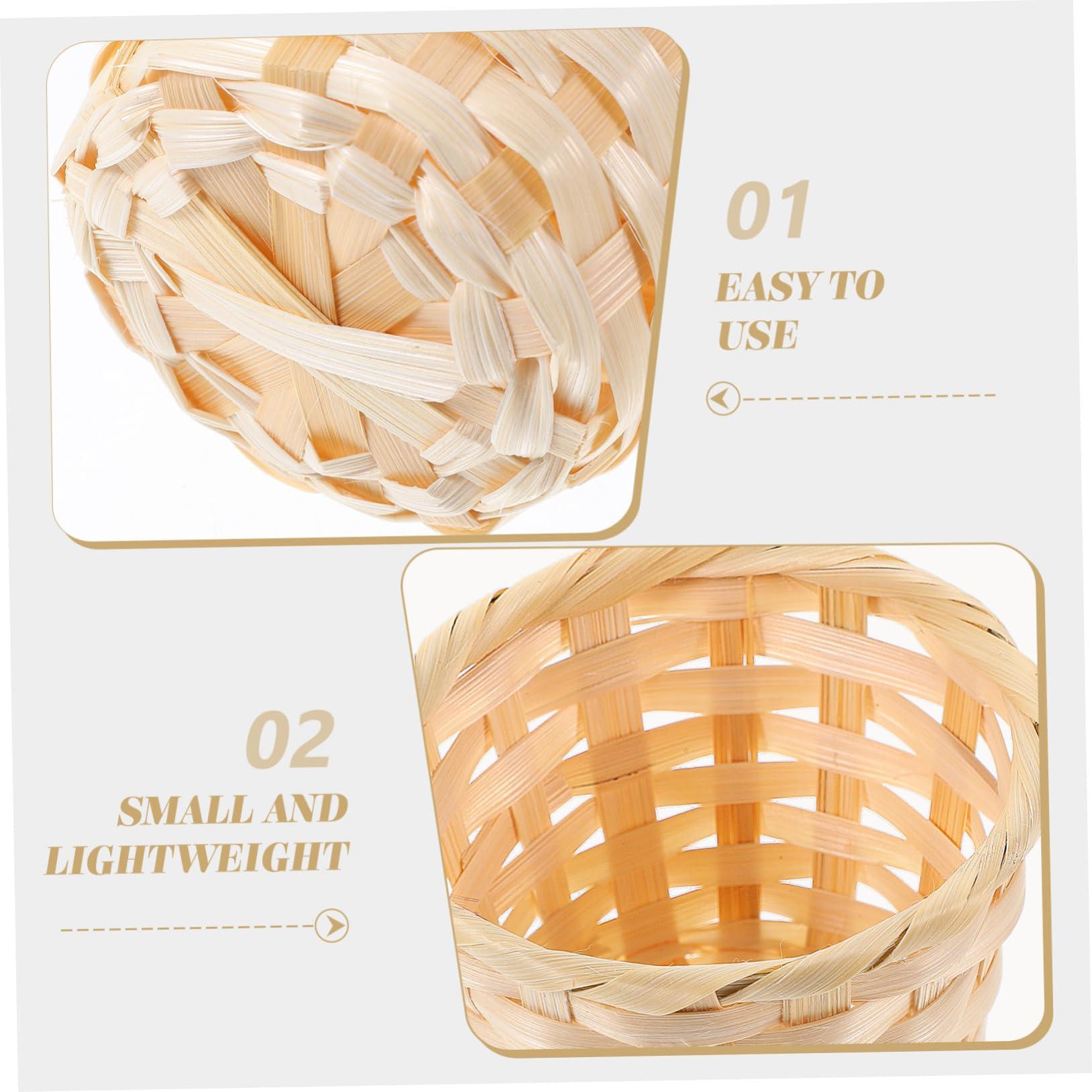 DEARMAMY DEARMAMY Mini Woven Basket 12Pcs Miniature Flower Basket Dollhouse Picnic Basket Tiny Party Favor Desktop Storage Container Farmhouse Decor