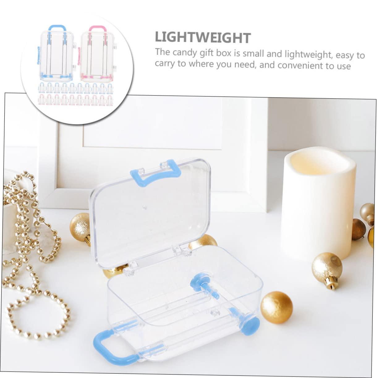 Outanaya Outanaya 24pcs Box Trolley Case Wedding Candies Box Suitcase Party Decorations Bridal Decorations Mini Candy Boxes Sucase Favor Boxes for Wedding Trolley Case for Wedding Clear Ornaments