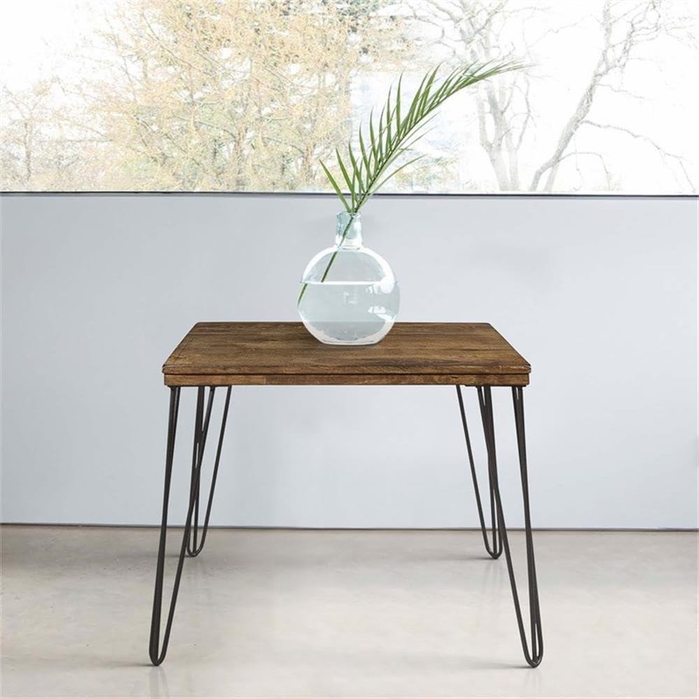 Home Square Home Square Wood End Table in Rustic Oak and Black - Set of 2