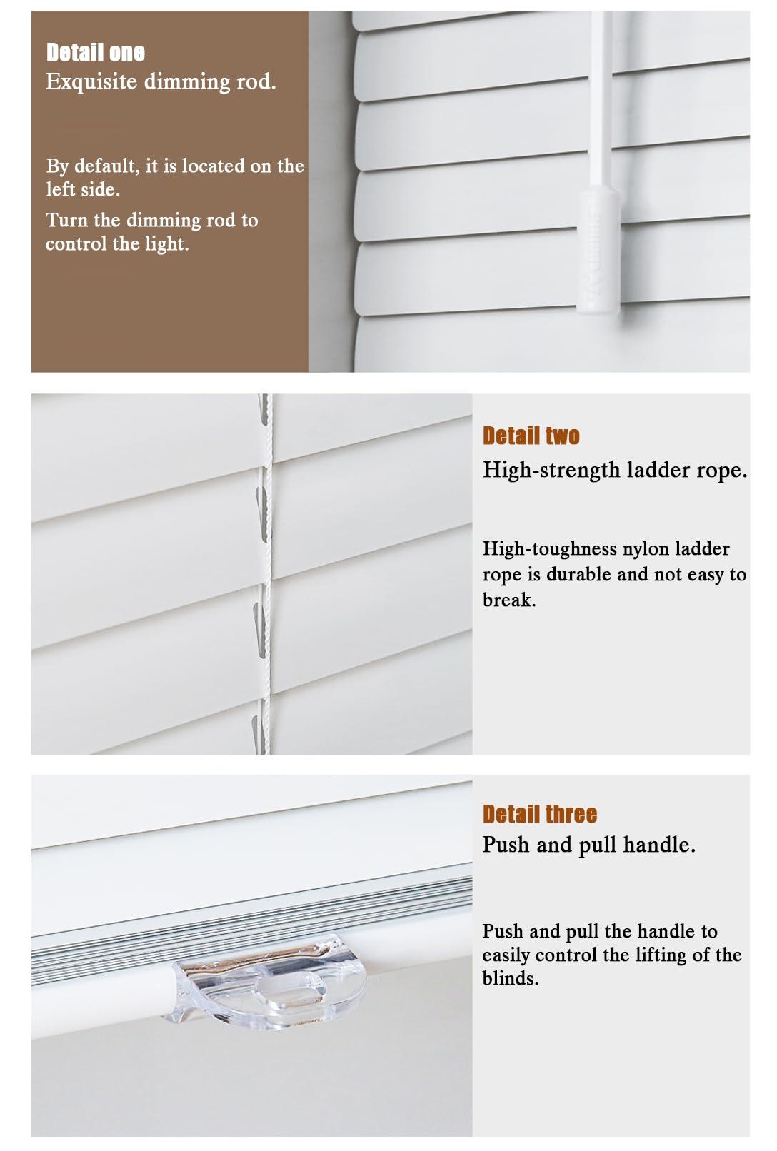 VEZEBSTR Custom Venetian Blinds for Windows Cordless 1 Inch Blinds Aluminum Blinds Interiors Mini Blinds for Room Darkening Blackout Horizontal Mini Blinds.White,28''W x 16''H