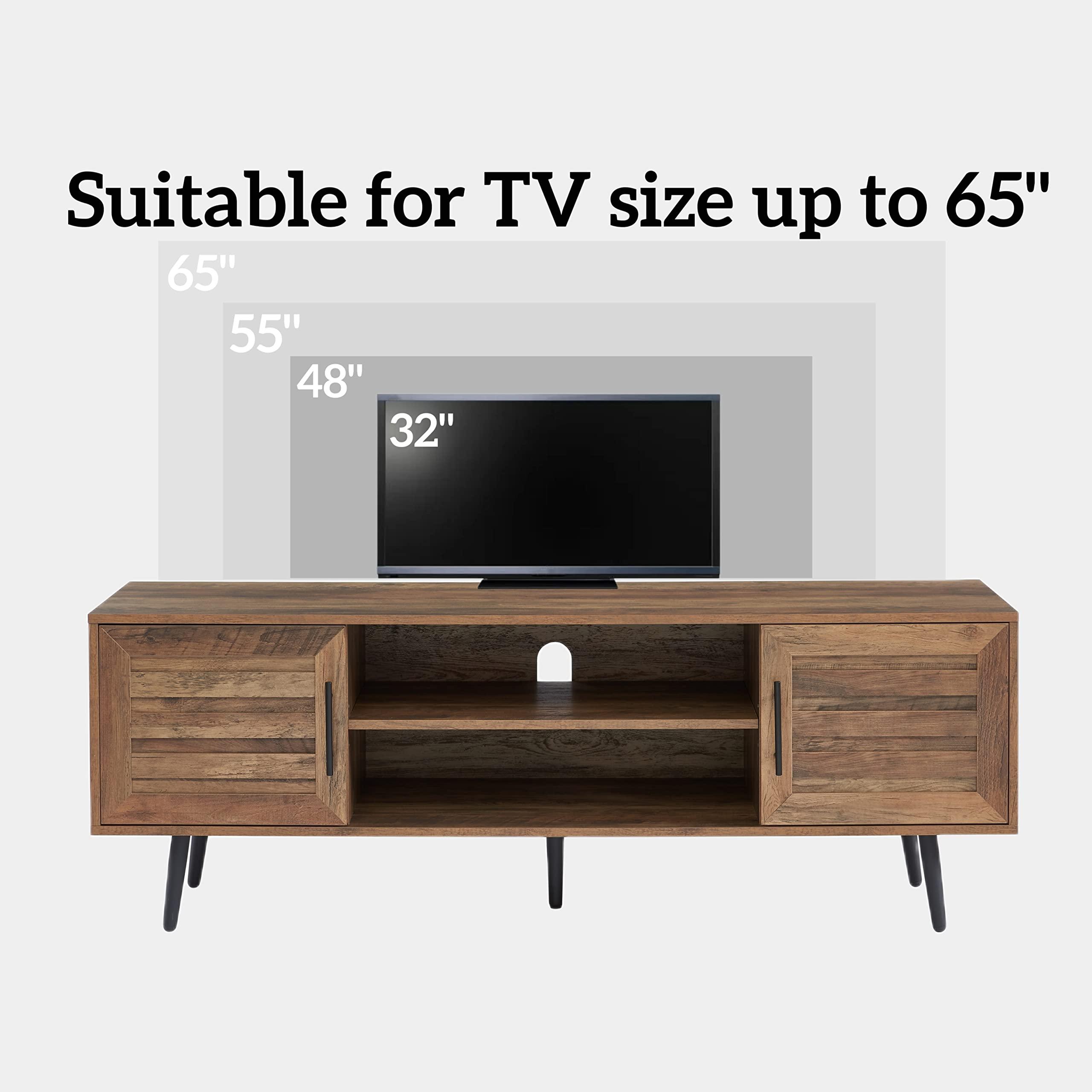 JYED DECOR JYED DECOR Mid Century Wooden TV Stand Entertainment Console with Open Shelving and 2 Cabinets for Televisions up to 65 Inches(Rustic Oak)
