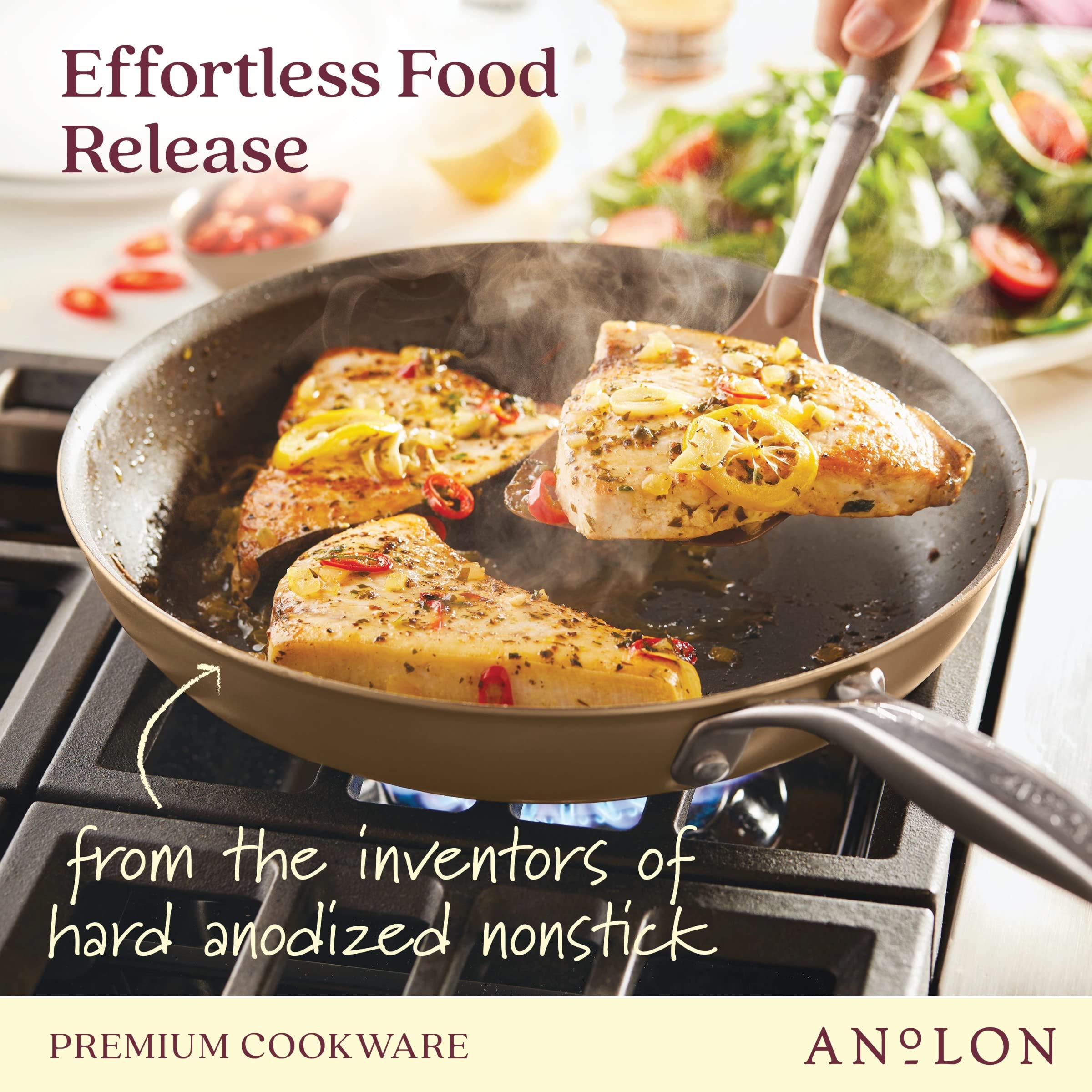 Anolon Anolon Ascend Hard Anodized Nonstick Frying Pan/Skillet - Good for All Stovetops (Gas, Glass Top, Electric & Induction), Dishwasher & Oven Safe with Stainless Steel Handle, 12 Inch - Bronze