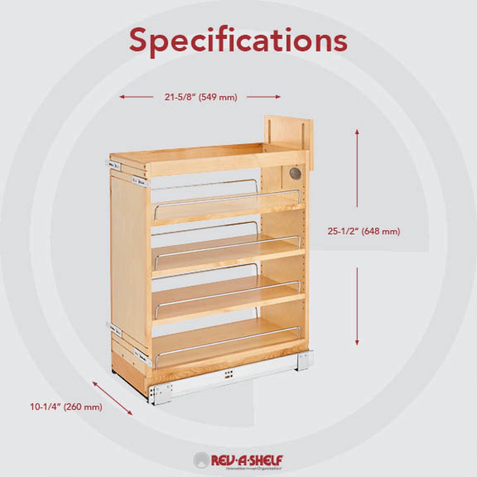 Rev-A-Shelf Rev-A-Shelf 10.25\" Pull Out Storage Organizer for Base Kitchen/Bathroom Cabinets w/Soft-Close Full Extension Slides & Adjustable Shelves, 448-BCSC-9C