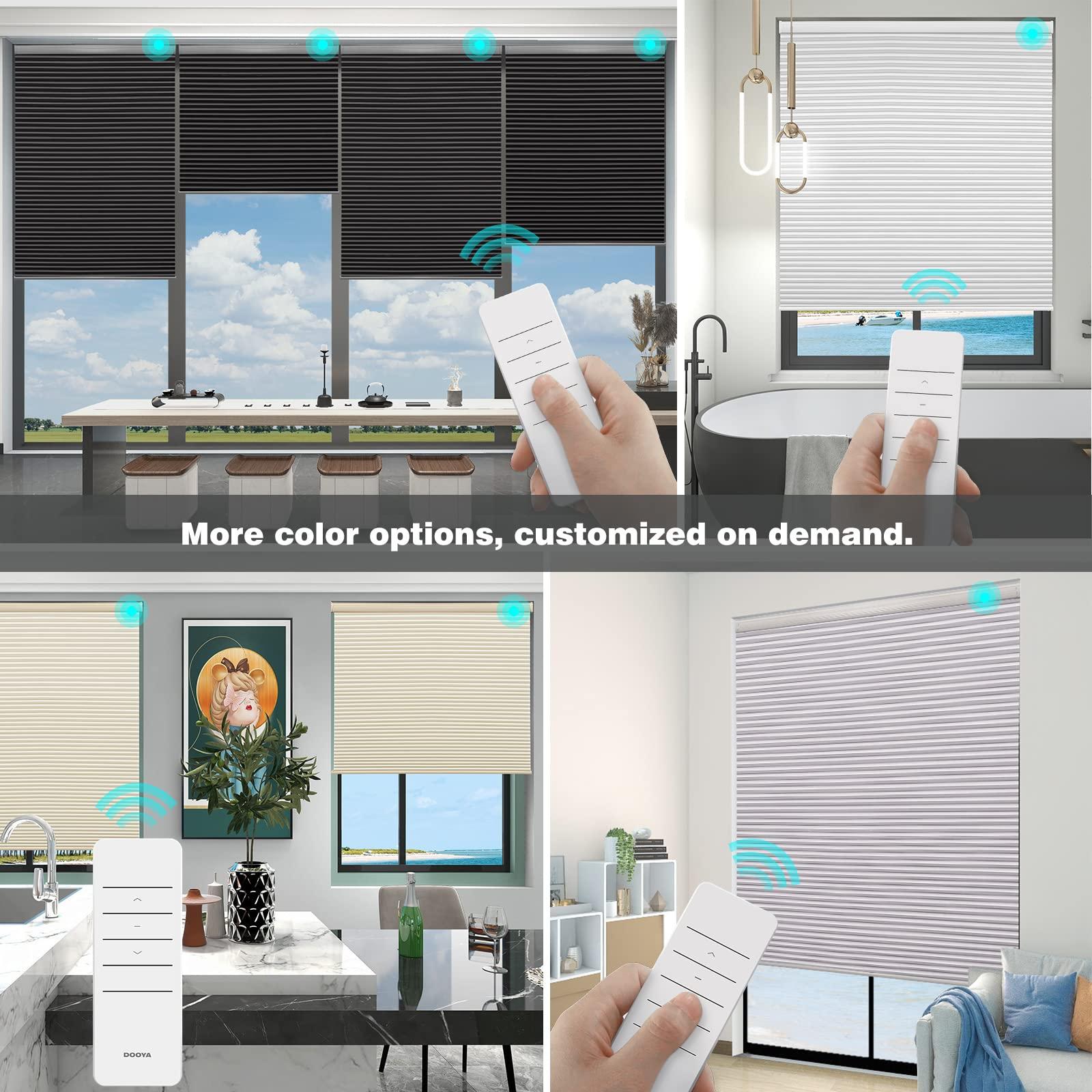 Changshade Motorized Cellular Blinds with Remote Control for Windows Custom, Motor Honeycomb Shade Customized Size Cordless, Electric Accordion Shades with Valance Cordless Privacy for Home, JZCMD-CET-WT-A