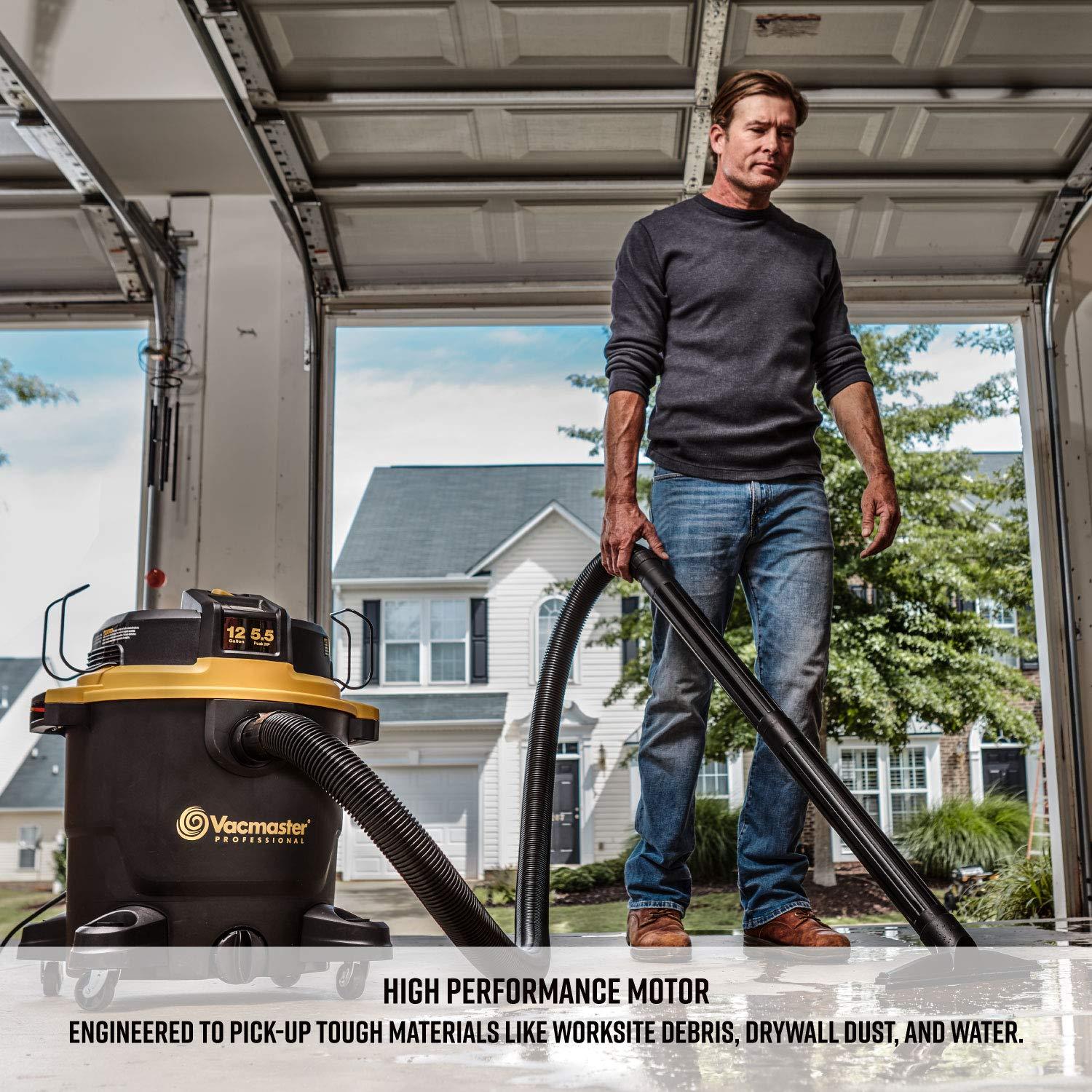 Vacmaster Vacmaster Professional Wet/Dry Vac, 12 Gallon, Beast Series, 5.5 HP 2-1/2\" Hose (VJH1211PF0201) , Black
