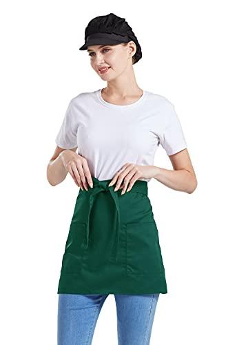 Nanxson Nanxson Women Bistro Waist Apron with 2 Pockets Half Apron for Kitchen Cooking Waiter Short Aprons AL8029 green