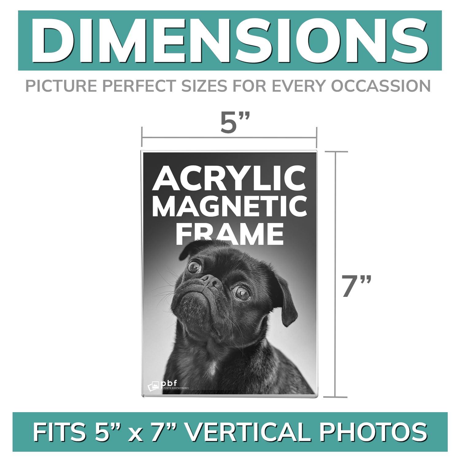 pbf PHOTO BOOTH FRAMES pbf 5x7 Magnetic Picture Frames for Refrigerator | 5 x 7 Clear Magnetic Acrylic Frames | Magnetic Photo Holders for Fridge, Locker, Photo Board, Art Display, Sign Holder (10-Pack)