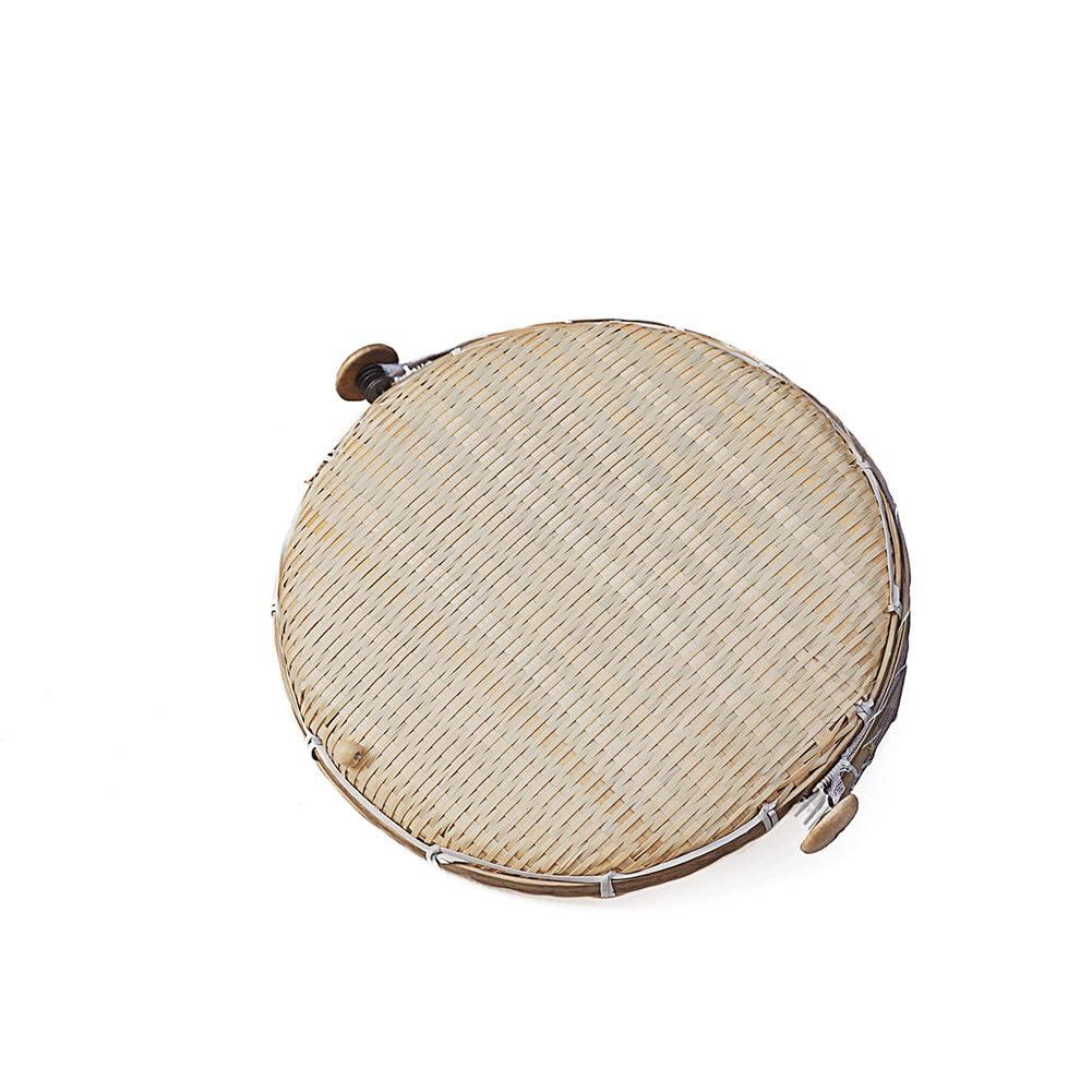 EUBUY Bamboo Food Serving Tent Basket with Cover, 1 PCS Hand-Woven Dustproof Round Picnic Basket Covered Bamboo Serving Food Tent Basket for Vegetable Fruits
