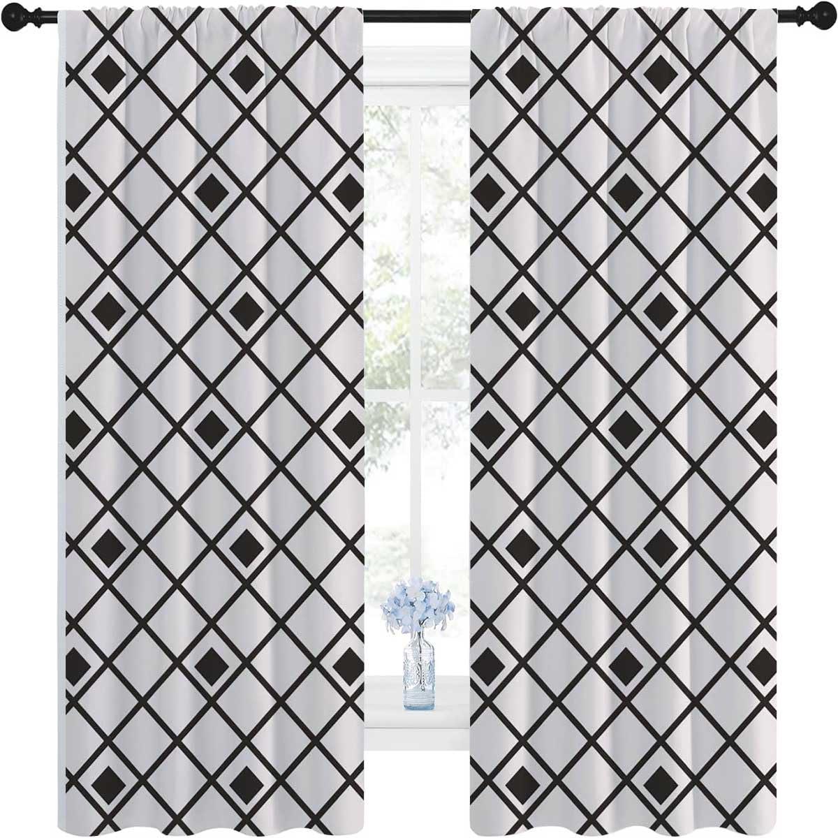 WHYATT Black Cortinas para Ventanas De Cuarto Geometry Lattice Line Modern Curtain Window Soundproof Door Blanket 63inch Width by 63inch Length