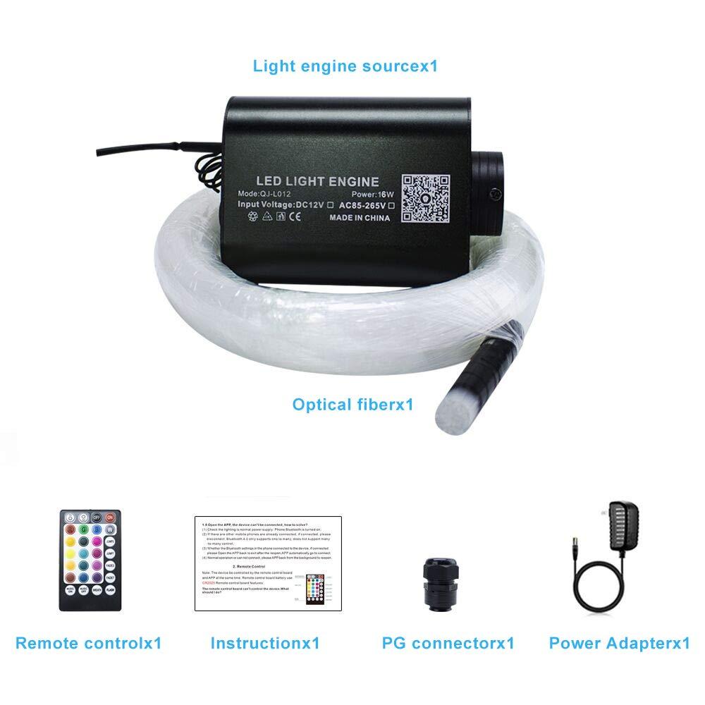 AMKI AMKI 16W RGBW Fiber Optic Curtain Light Kit, 300 Strands Flash Point Waterfall Curtain Lights Kit with Sound Smart App Control 0.04in/1mm 6.5ft/2m Fiber Optic Cable for Home Window Decor