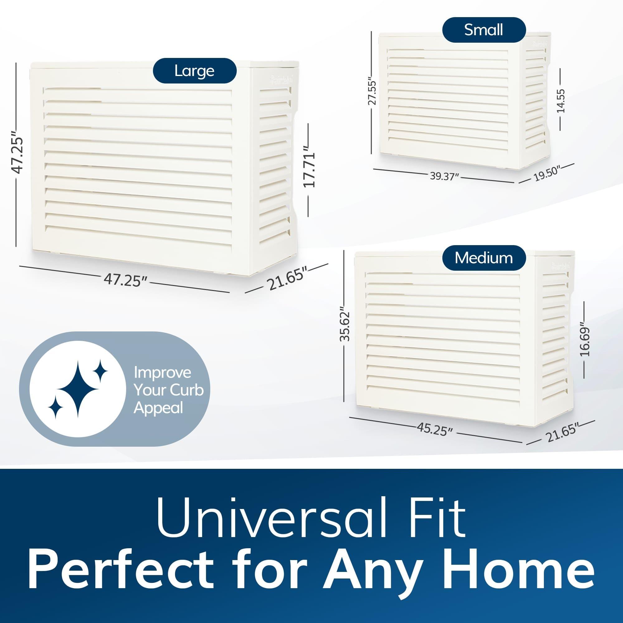 airdeko Airdeko's Mini Split AC Cover for Outside Units Sturdy Aluminum, Optimal Performance & Protection of Mini Split System Outdoor Condenser Compatible with Airdeko's Anti-Theft System (White, Small)