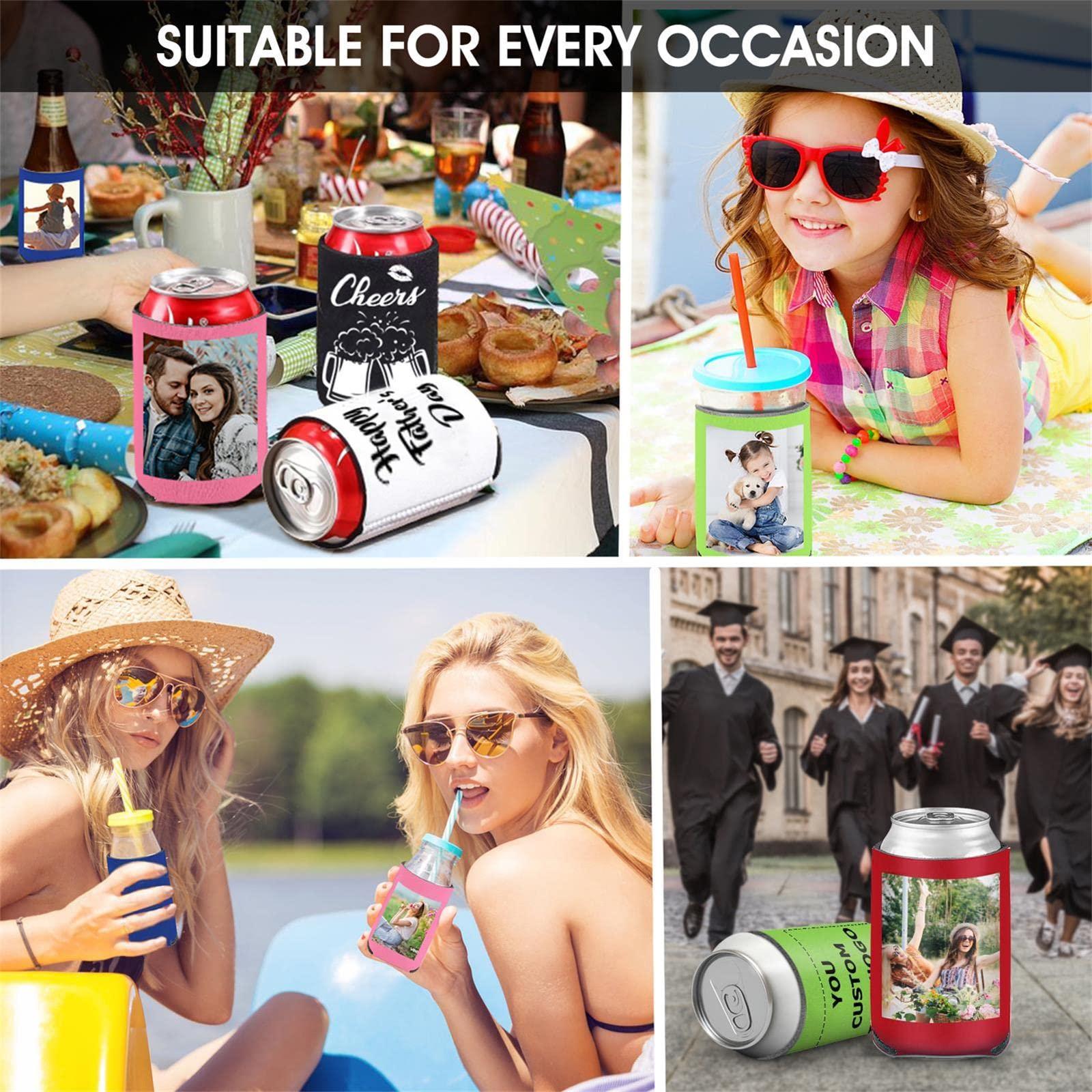 Westpearl Custom Can Sleeve Beer Coolers 50pcs Bulk Personalized Can Cooler With Photo Logo Customized Insulated Beverage Bottle Holder for Party Weddings Fishing Picnics