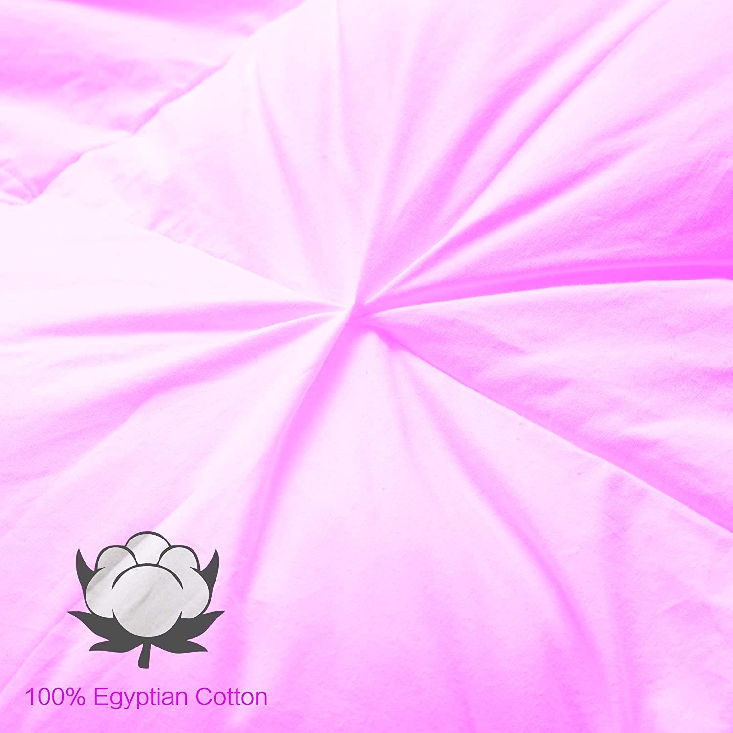 The OutNeT Premium Quality - Oversized Full Size (82\" x 86\") Inches, 3pc Pinch Comforter Set - Ultra-Soft - All-Season Down Duvet Insert 500 GSM 800 Thread Count 100% Egyptian Cotton Cover - Pink Solid