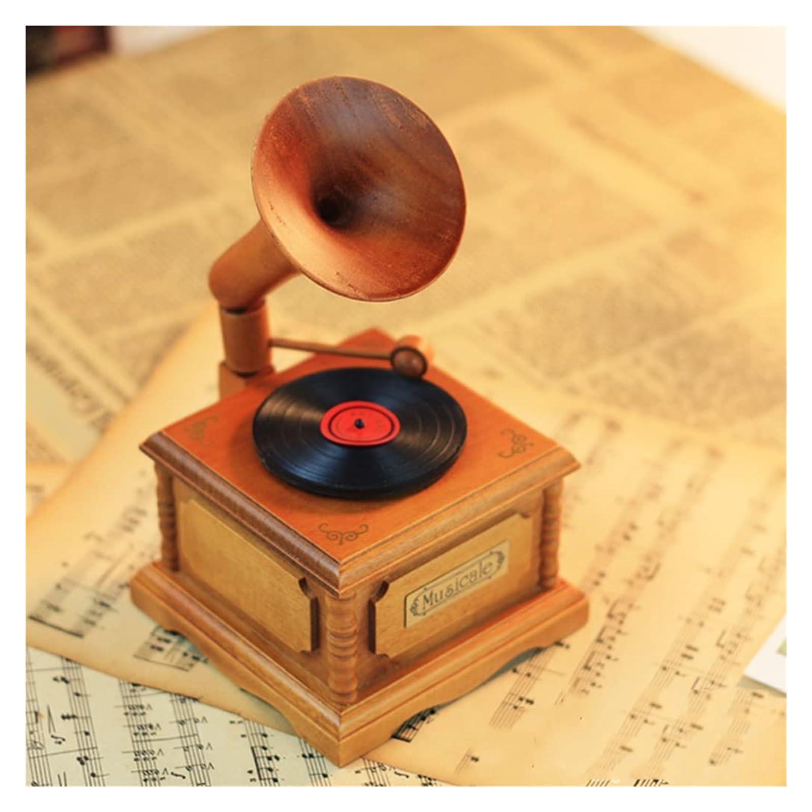 GTEFSWS GTEFSWS Musical Boxes Music Case Retro Gramophone Music Box Wooden Sky City Music Box Creative Birthday Family Bookstore Cafe Decoration Girls