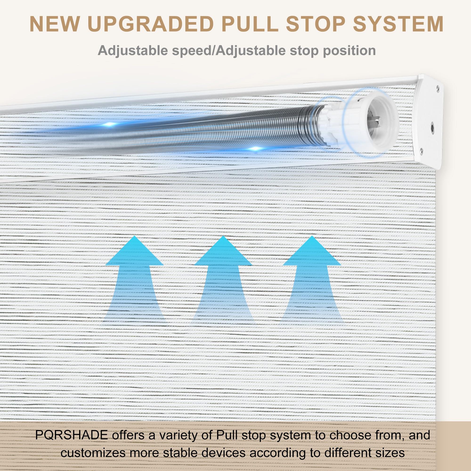 PQRSHADE PQRSHADE 100% Blackout Window Shades Pull Down for Indoor, Custom Room Darkening Striped Jacquard Fabric Roller Window up and Down Blinds with Thermal Insulated Easy to Install(30.5"W x 96"H)S-White