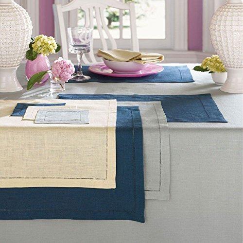 SFERRA Sferra Festival 100% Linen Hemstitched Dinner Napkins - Sea Mist