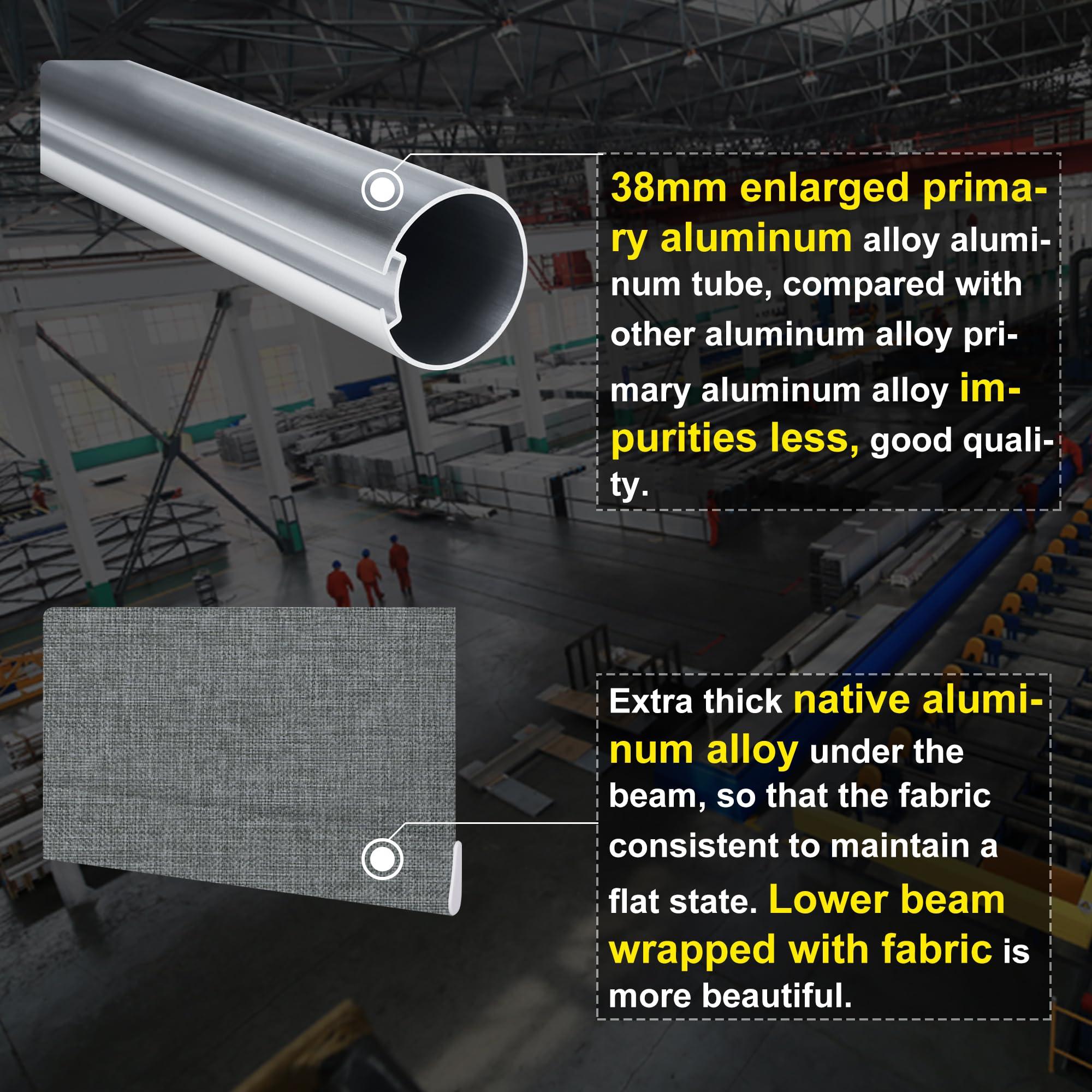 BERISSA BERISSA 100% Blackout Roller Shades for Window Roller Blinds Thermal Insulated Fabric Shades for Home, Bedroom, Kitchen, Office Custom Size.Gray, 39 inch Wide x 56 inch high.