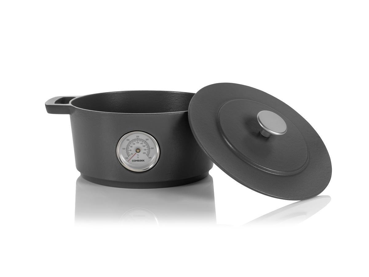 Cuisipro Combekk RAILWAY Recycled Enameled Cast Iron 4.25 Quart Dutch Oven w/ Thermometer, Concrete, 9.5\"