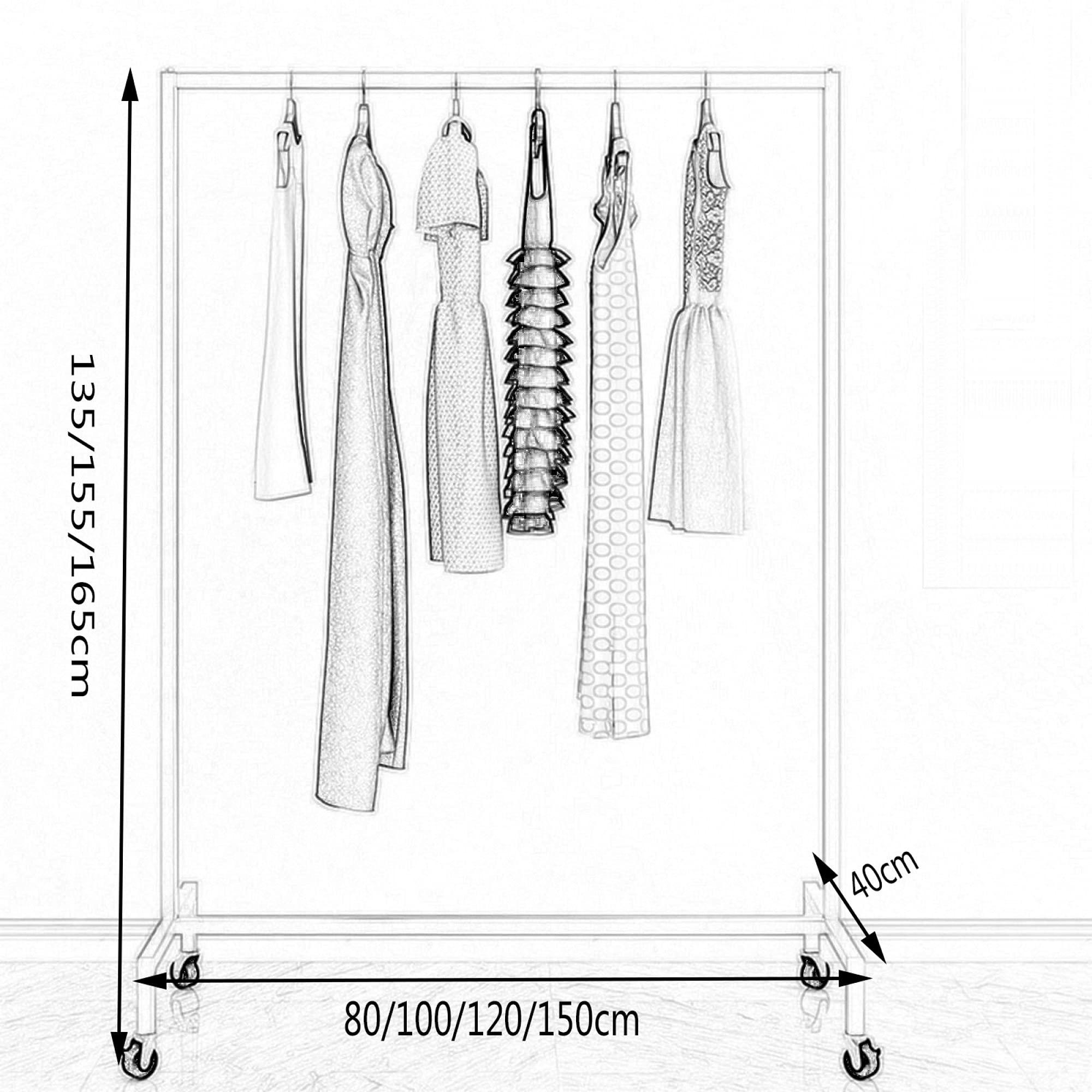 SGeneE SGeneE Heavy Clothes Rails, Wheeled Clothes Display Racks, Industrial Pipe Coat Racks, Floor-to-Ceiling Clothes Sorting Racks,Golden,80 x 40 x 155CM(10040155cm)