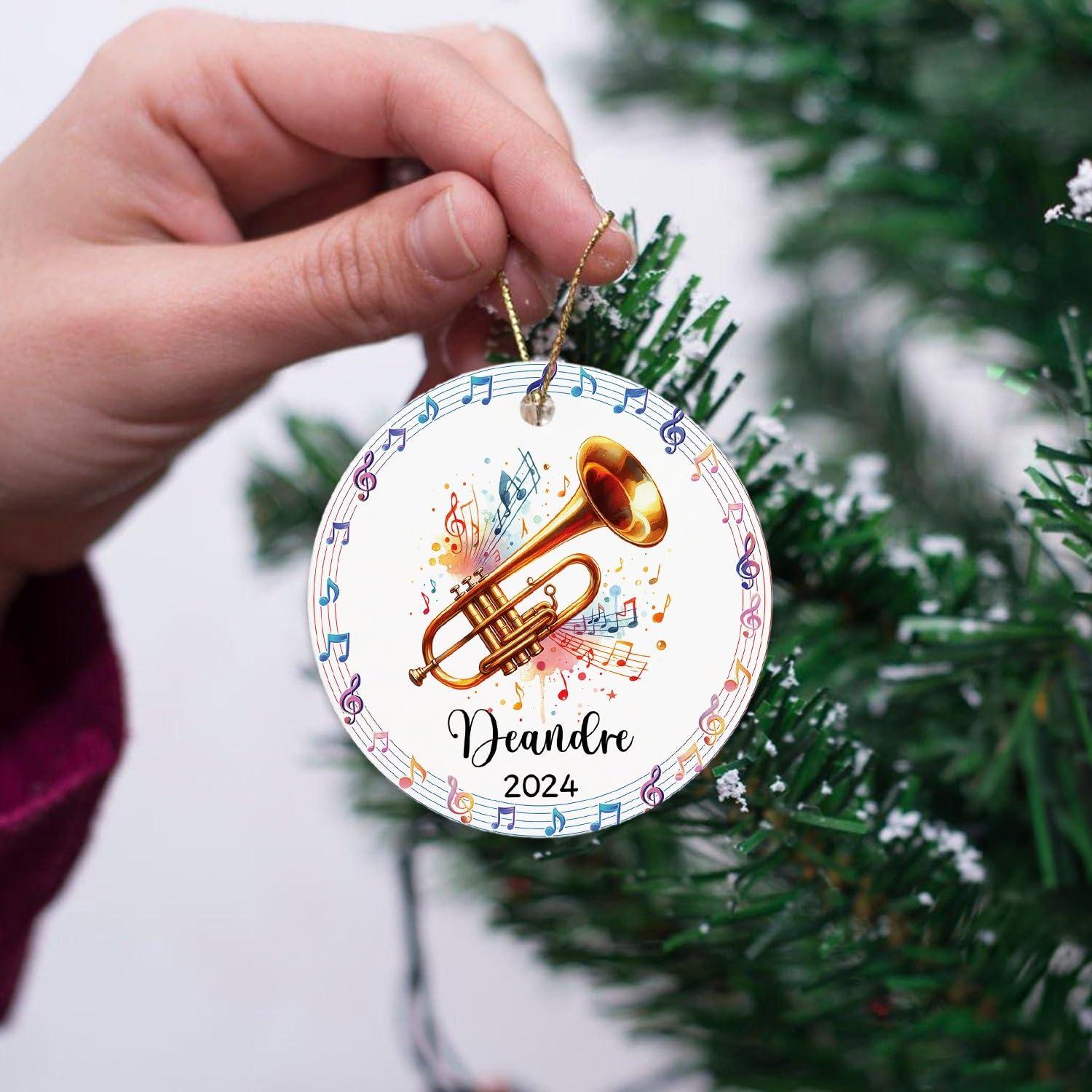 Wixxby Trombone Musician Instrument Christmas Keepsake, Personalized Trombone Ornament Christmas 2024, Custom Name Trombone Lover Ornament Xmas Tree, Trombone Ornament Gift for Trombone Player Music Teacher