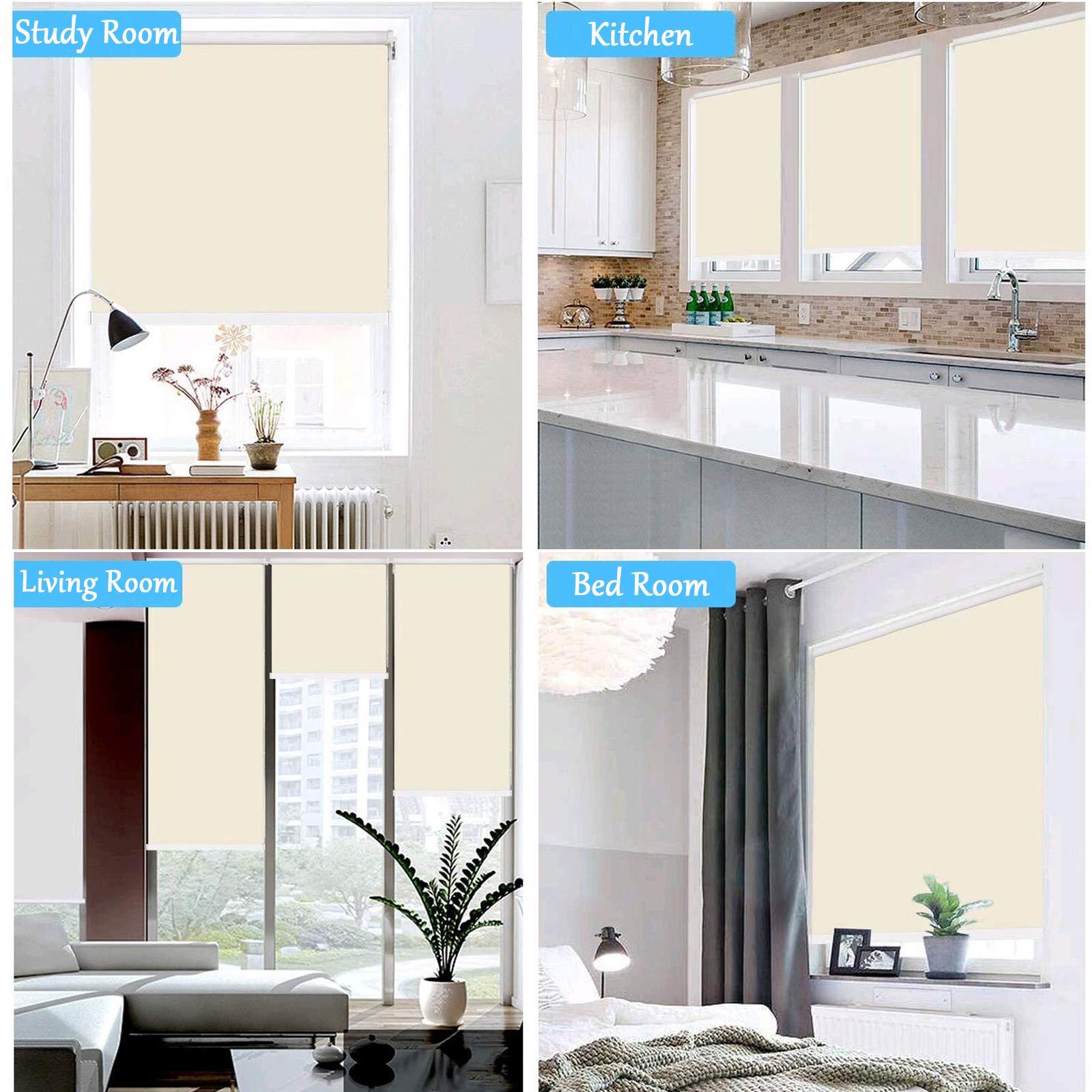 getopblinds Blackout Cordless Roller Blinds and Shades for Windows - Safety Spring Roller Shades - Cordless Privacy Room Darkening [White 100% Blackout,70 3/4" W x 76" H] - Custom Made