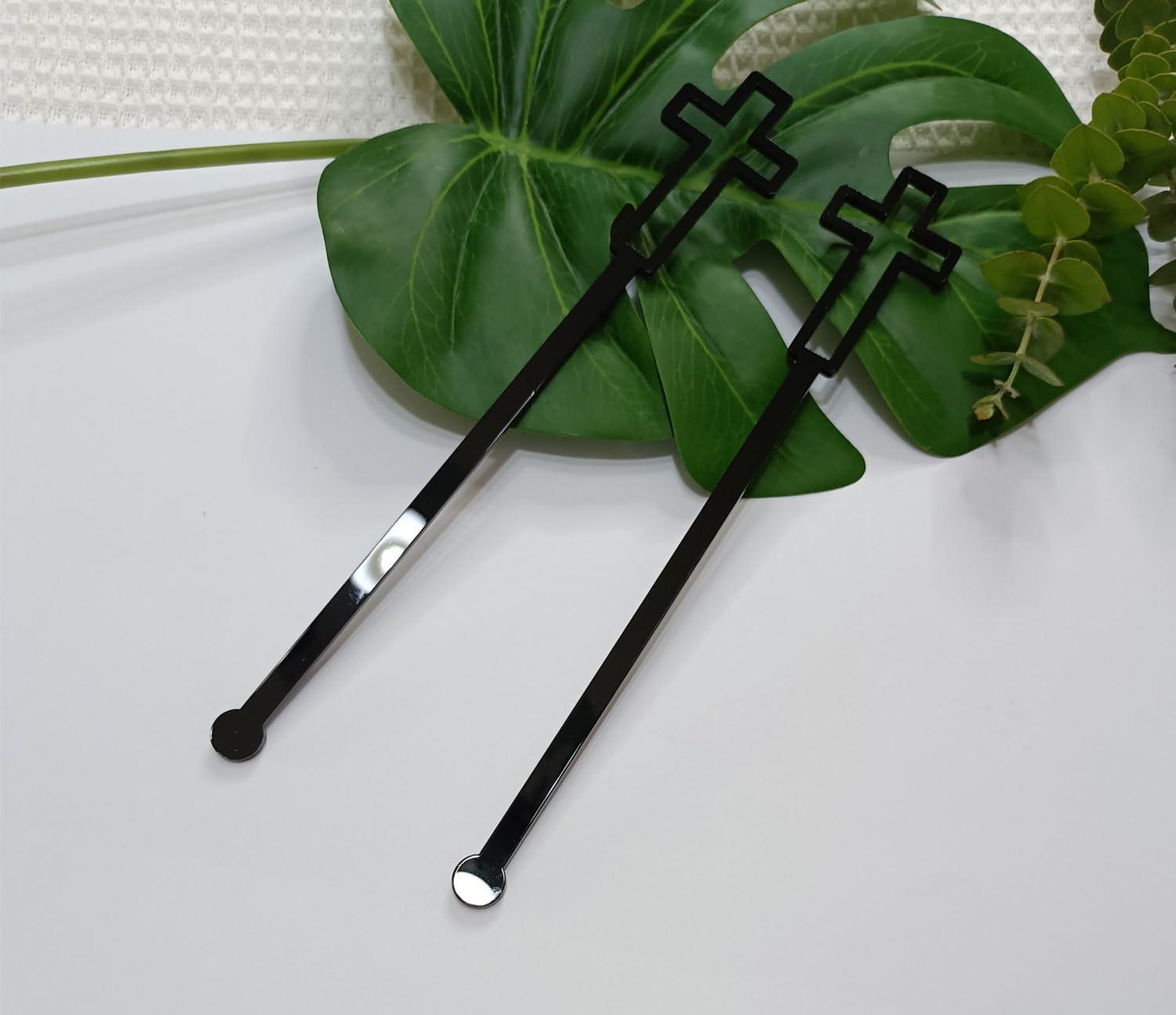 Yuxuanish Cross Cocktail Stirrers Swizzle Stir Stick,20pcs of Drink Stirrers,Acrylic Stir Sticks for Baptism,First Communion Decorations (Black)