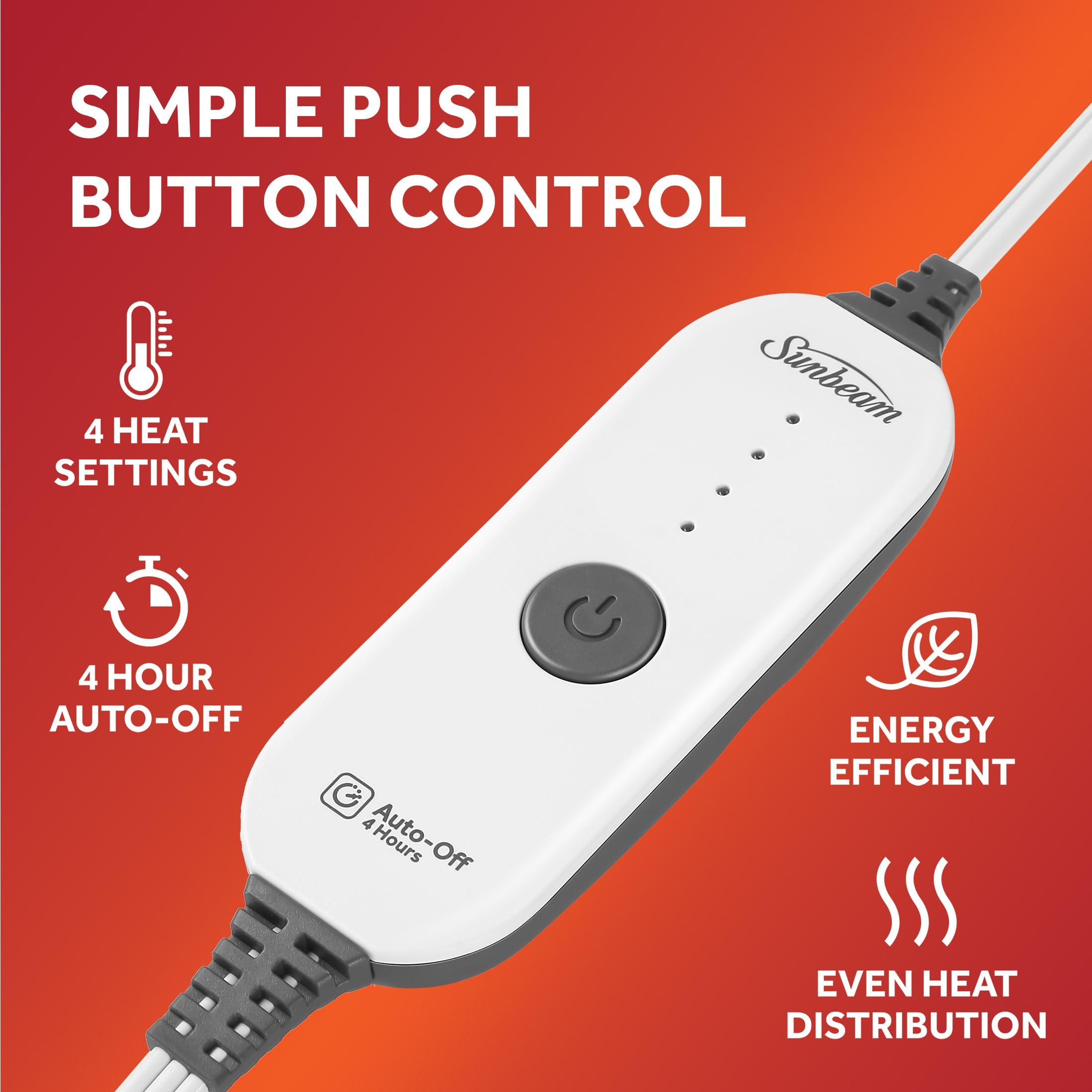 Sunbeam Sunbeam Electric Throw Royal Luxe Microplush Heated Blanket, 4 Heat Settings, 4-Hour Auto Shut-Off, Fast Heating, Warm and Cozy, Peyote Color, 50\" x 60\"