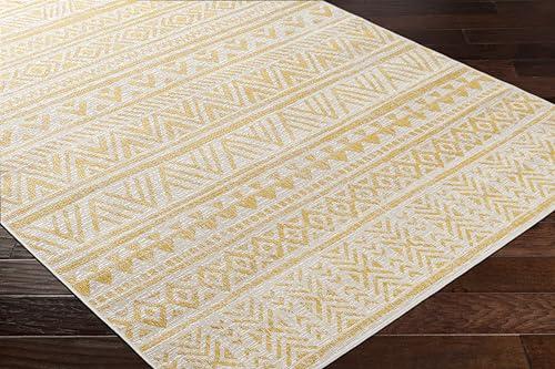 MARK & DAY Mark&Day Outdoor Rugs, 7x7 Goff Global Indoor/Outdoor Saffron Square Area Rug, Non Shedding Yellow Carpet for Patio, Porch, Deck, Bedroom, Living Room or Kitchen (6'7" Square)