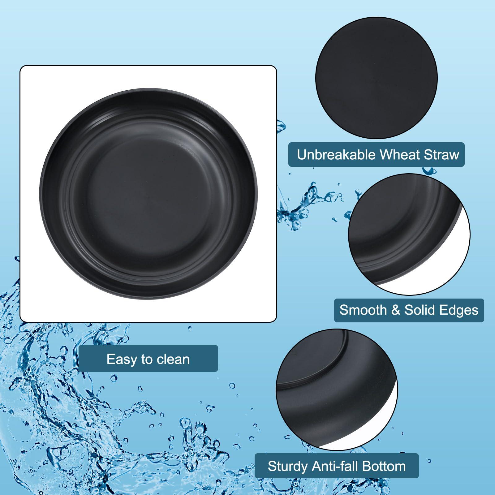 uxcell uxcell 12Pcs Plastic Plates Set, 8 Inch Unbreakable Dinner Plates Set Plastic Plates Reusable Dishwasher & Microwave Safe for Restaurants Kitchen Food Outdoor Camping, Black