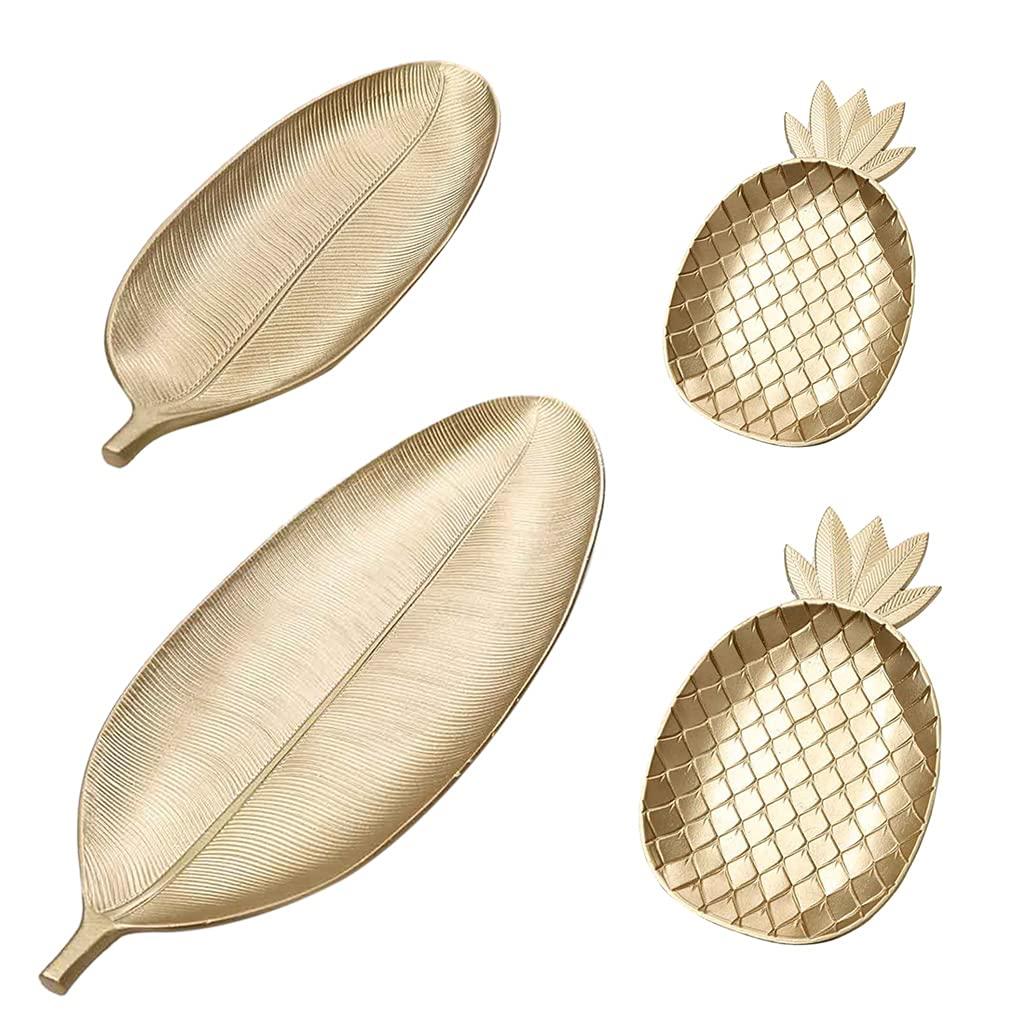 LEYILE LEYILE Gold Pineapple/Leaf Shape Desserts Fruit Plates Nordic Decorative Tray Dried, Large