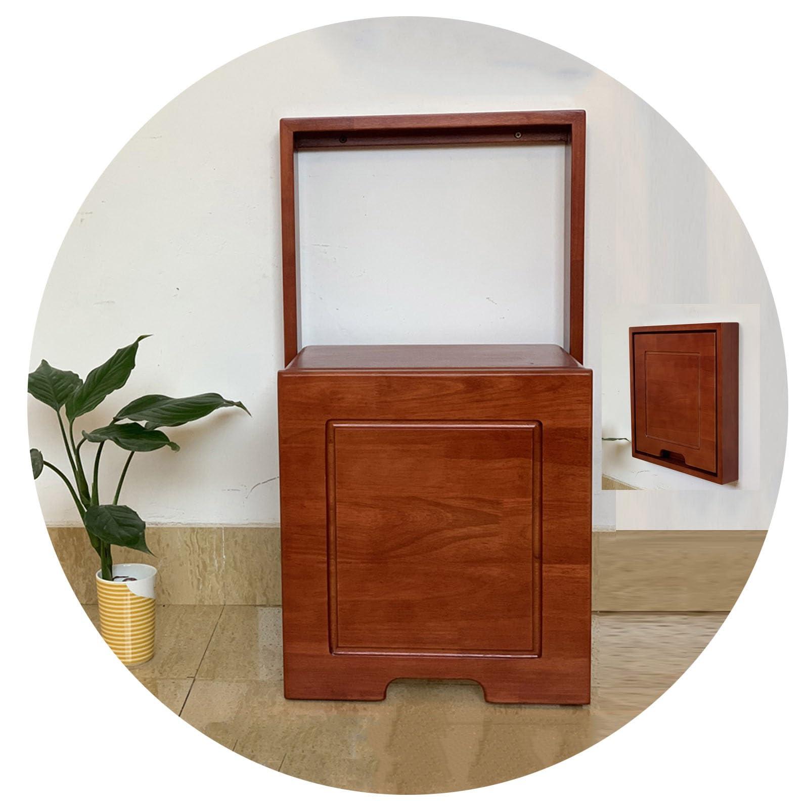 LFIEVO LFIEVO Wall Fold Up Chair Solid Wood Stool 6.8cm Thick Mini Wall Stool 40x40cm Entrance Shoe Changing Stool Porch Wardrobe Balcony Easy to Install (Color : Brown)