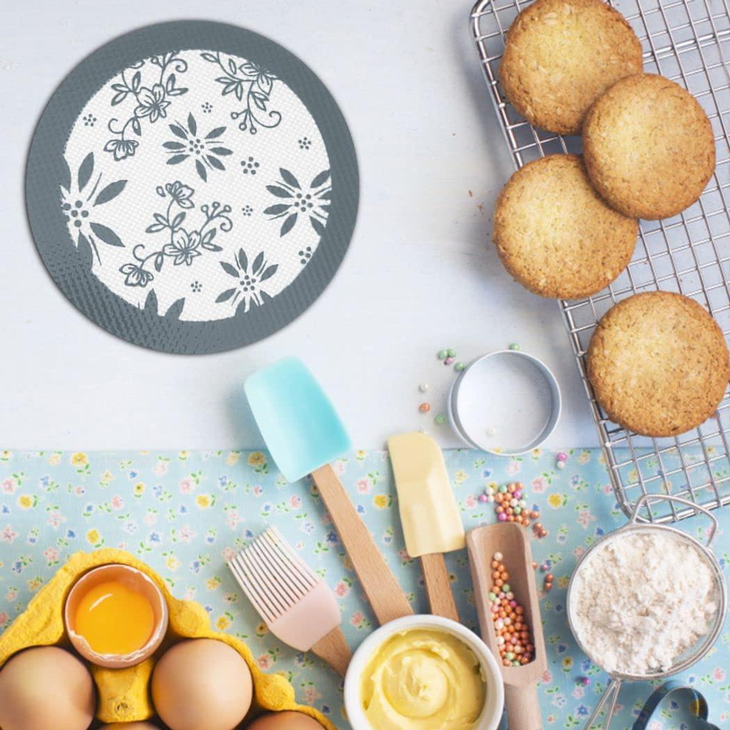 Generic 6 Pcs Silicone Pastry Mat, Counter Mats Baking Mats Dough Roll Mats Oven Liners Fondant/Pie Mats for Bread Making Tools And Supplies, Dough Rolling mat, Pie Crust, Fondant Mat (White+Grey)