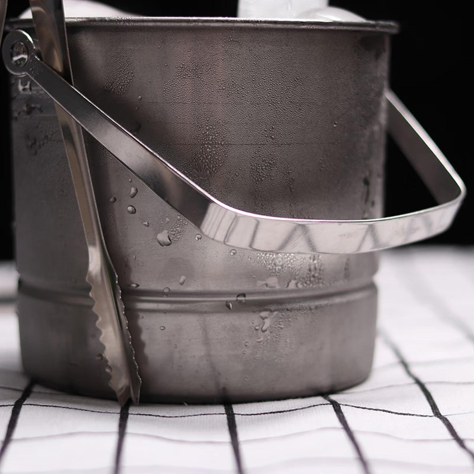 HEXEH Ice Bucket Stainless Steel Bucket Metal Beer Bucket 1L Silver Metal Pail Steel Container With Handle for Wine Champagne Bar Kitchen Indoor Outdoor Holiday Party Supplies Drinks Cooler/Beer Bucket