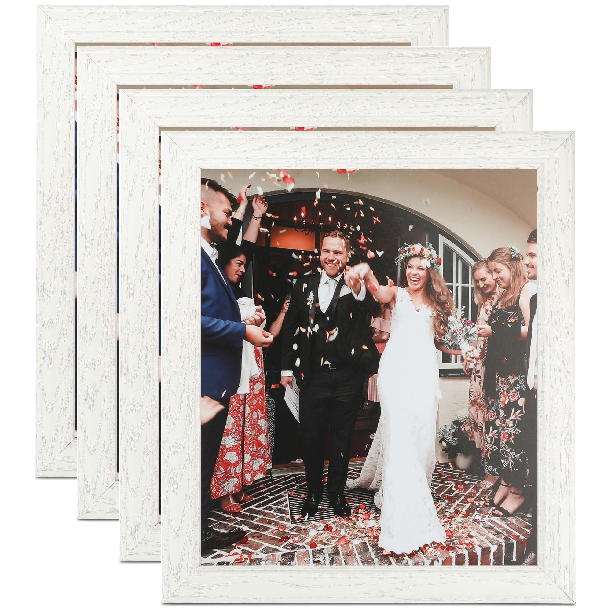 ArtToFrames ArtToFrames 14x14 Inch White Picture Frame, 4 - Pack, This 1.25 inch Custom Wood Poster Frame is White, Comes with Regular Glass (Frame_Pack_4_0151-59504-475-14x14)