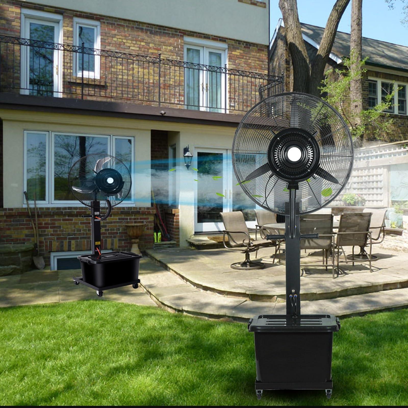 JLMWG Cooling Misting Fan 3-Speed Industrial Fan With 11 Gallon Tank 25.6in/30in Pedestal Fan For Warehouse, Workshops, Garage, Factory, And Basemen(30in/380w)